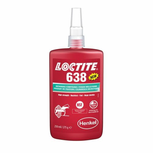 LOCTITE 638 Nagy szilárdságú rögzítő, olajos felületen is működik, növelt hőállóságú (180ºC), inaktív anyagokon is kikeményedik 