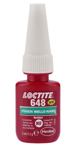 LOCTITE 648 Nagy hőállóságú rögzítő, olajos felületen is működik, növelt hőállóságú (180ºC), inaktív anyagokon is kikeményedik 