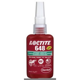   LOCTITE 648 Nagy hőállóságú rögzítő, olajos felületen is működik, növelt hőállóságú (180ºC), inaktív anyagokon is kikeményedik 