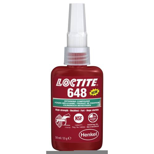 LOCTITE 648 Nagy hőállóságú rögzítő, olajos felületen is működik, növelt hőállóságú (180ºC), inaktív anyagokon is kikeményedik 