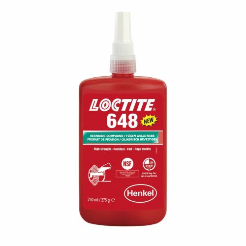 LOCTITE 648 Nagy hőállóságú rögzítő, olajos felületen is működik, növelt hőállóságú (180ºC), inaktív anyagokon is kikeményedik 