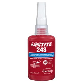   LOCTITE 243 Közepes szilárdságú csavarrögzítő, olajos felületen is működik, növelt hőállóságú (180ºC), inaktív anyagokon is kikeményedik 